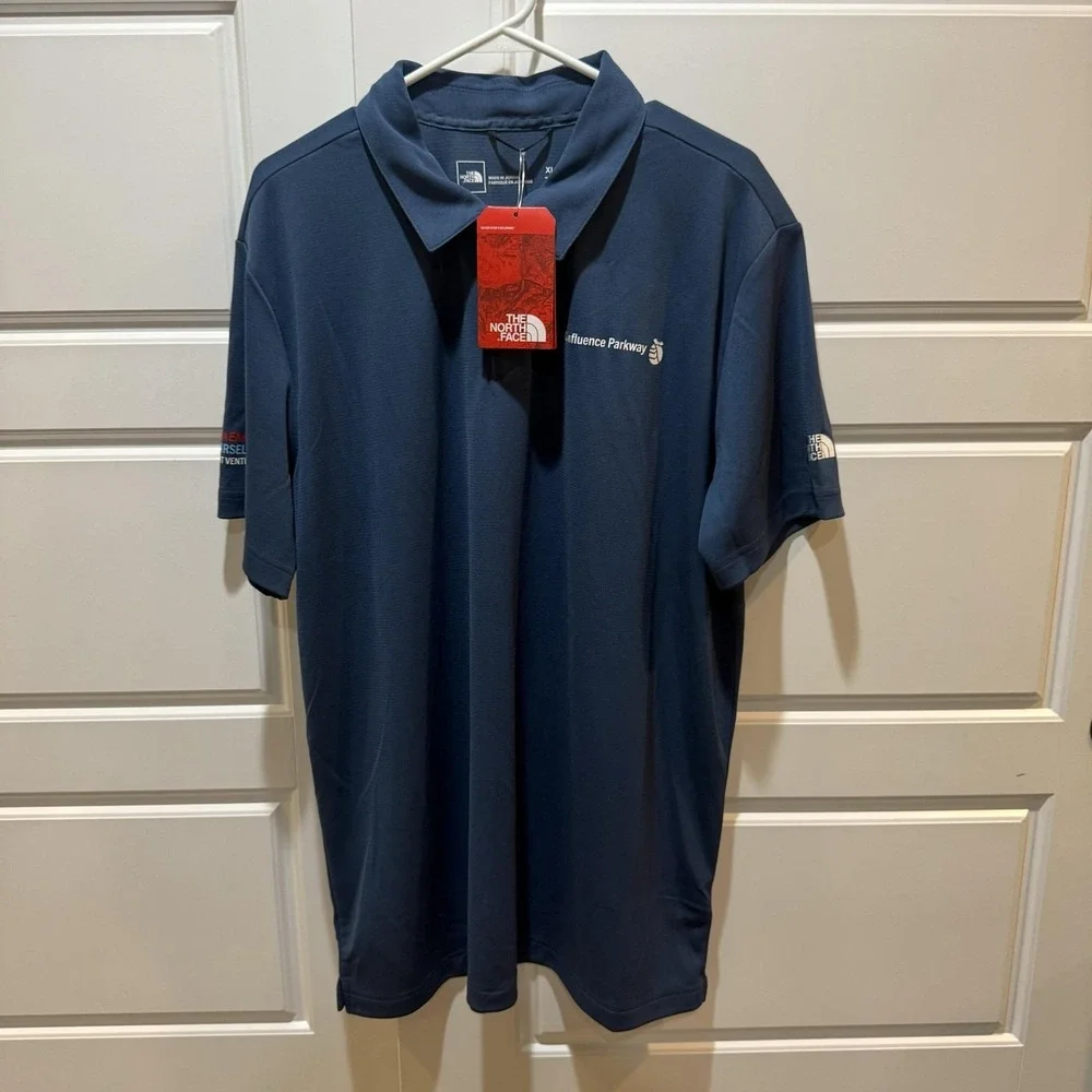 The North Face Polo Shirt Mens XL Blue TNF Ambition Confluence Parkway Logo